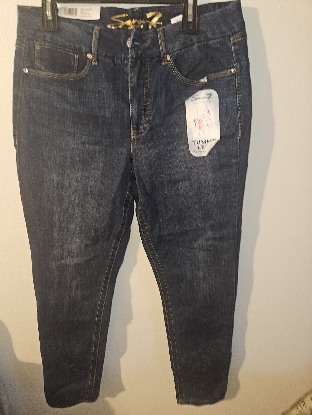 Seven7 Womans Tummy Less High Rise Skinny Blue Jeans Size 14